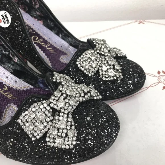 Irregular Choice Black & Silver Rhinestone "Deck The Halls" Shoes - Size 6EU/39E - Picture 7 of 13
